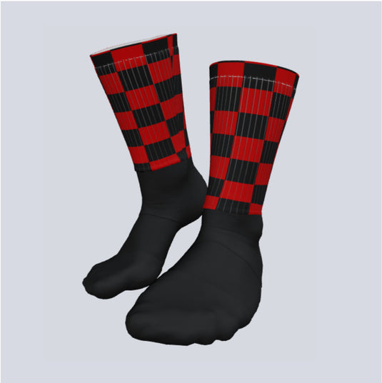 Front view of Custom Checker Crew Socks