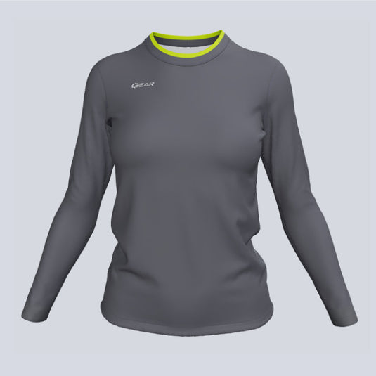 Front view of custom ladies Core long sleeve jersey with sublimated fabric