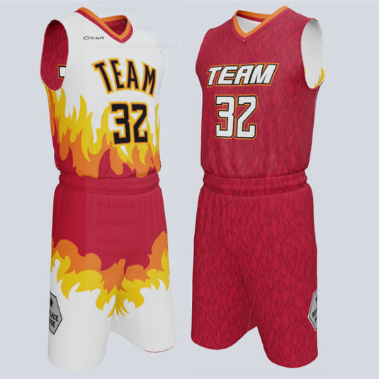 Custom Reversible Double Ply Basketball Fire Uniform