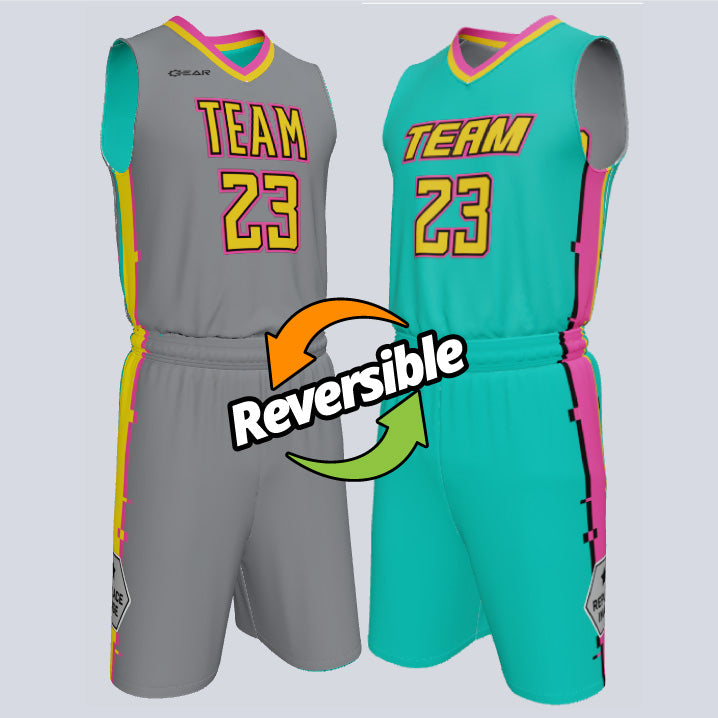Load image into Gallery viewer, Custom Reversible Double Ply Basketball Glitch Uniform