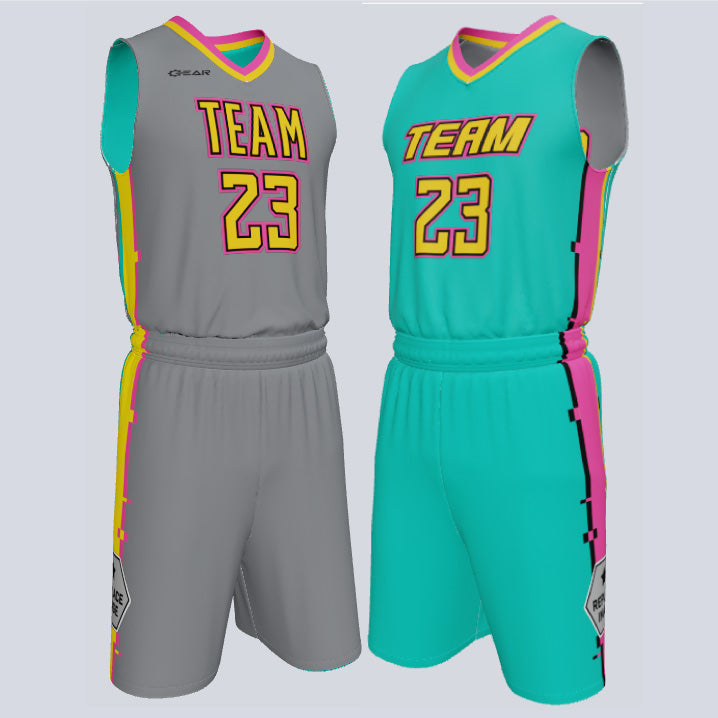 Load image into Gallery viewer, Custom Reversible Double Ply Basketball Glitch Uniform