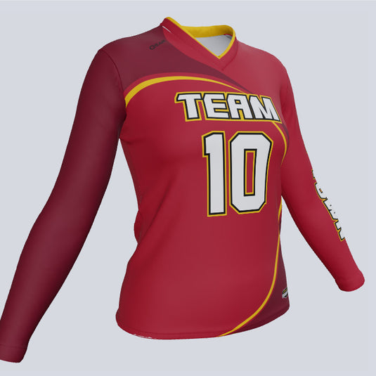 Custom Ladies Volleyball Sol jersey featuring team logo