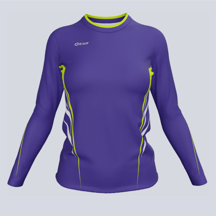 Load image into Gallery viewer, Front view of custom ladies Speed long sleeve jersey with sublimated fabric