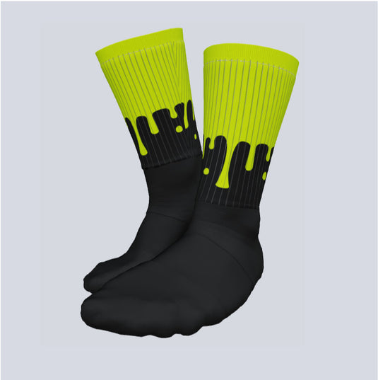Front view of custom Splash Crew Socks with unique team design