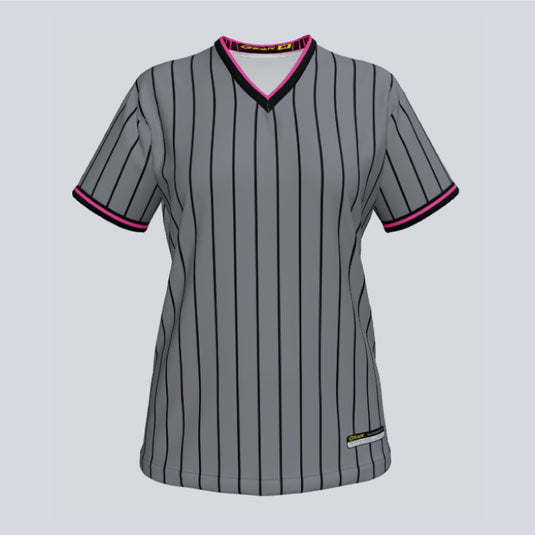 Ladies Thin Striped V-Neck Custom Jersey