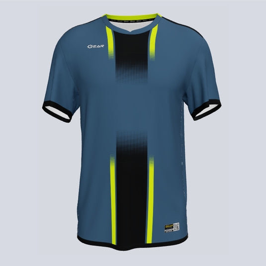 Front view of custom United team jersey in performance fit