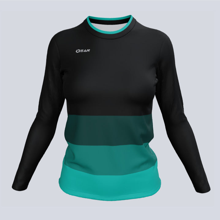 Load image into Gallery viewer, Front view of custom ladies Unreal long sleeve jersey with sublimated fabric