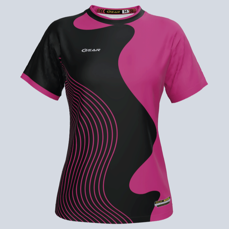 Load image into Gallery viewer, Front view of custom ladies Wave jersey with breathable fabric