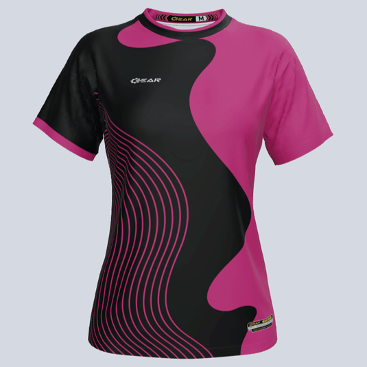 Front view of custom ladies Wave jersey with breathable fabric