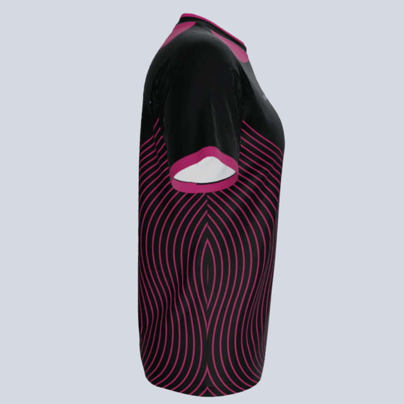 Load image into Gallery viewer, Side view of women’s dry-fit Wave sports jersey