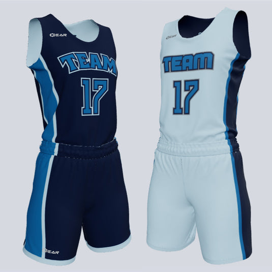 Ladies custom reversible single-ply basketball express uniform designed for comfort and performance
