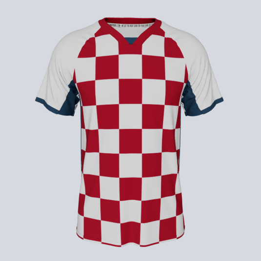 Front view of custom Checker team jersey