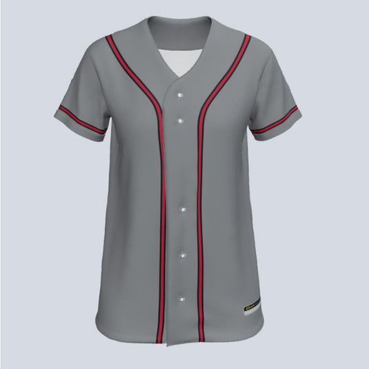 Ladies Core 2 w/Pinstripes Full Button Custom Softball Jersey designed for performance and style