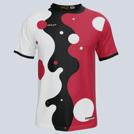 Front view of custom team Bubble jersey with bold bubble design