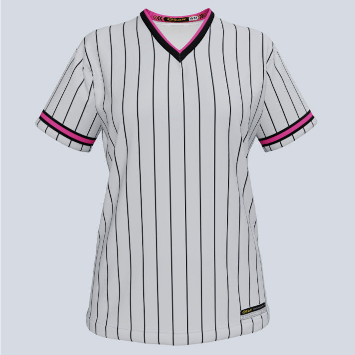 Ladies Pinstripe V-Neck Custom Softball Jersey – Gear Team Apparel