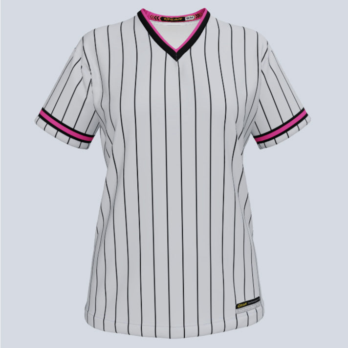 Load image into Gallery viewer, Ladies Pinstripe V-Neck Custom Jersey
