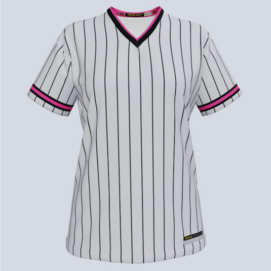 Ladies Pinstripe V-Neck Custom Jersey