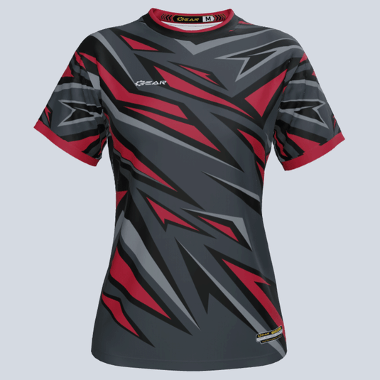 Front view of custom ladies Blitz jersey in team colors
