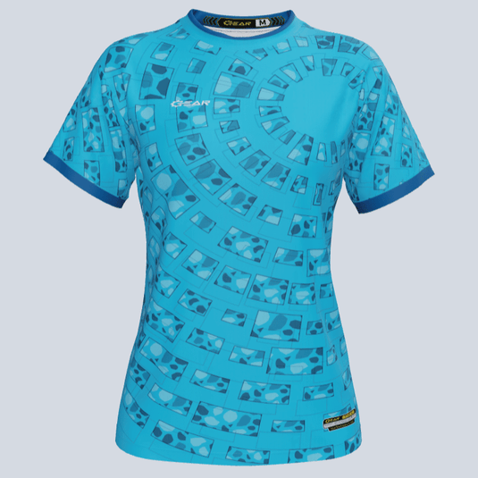 Front view of custom Cyclone ladies jersey with eco design