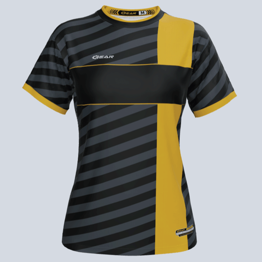 Front view of custom Sabre ladies jersey with EcoCool fabric