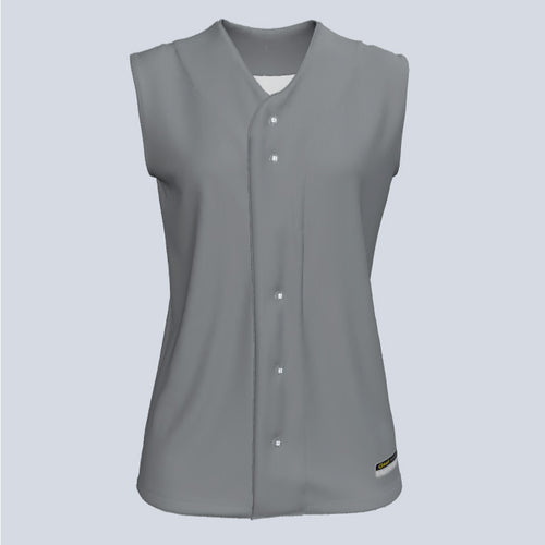 Ladies Basic Core Full Button Sleeveless Custom Softball Jersey