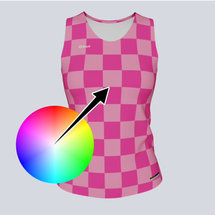 Load image into Gallery viewer, Ladies Custom Fitted Track Singlet Checker Jersey
