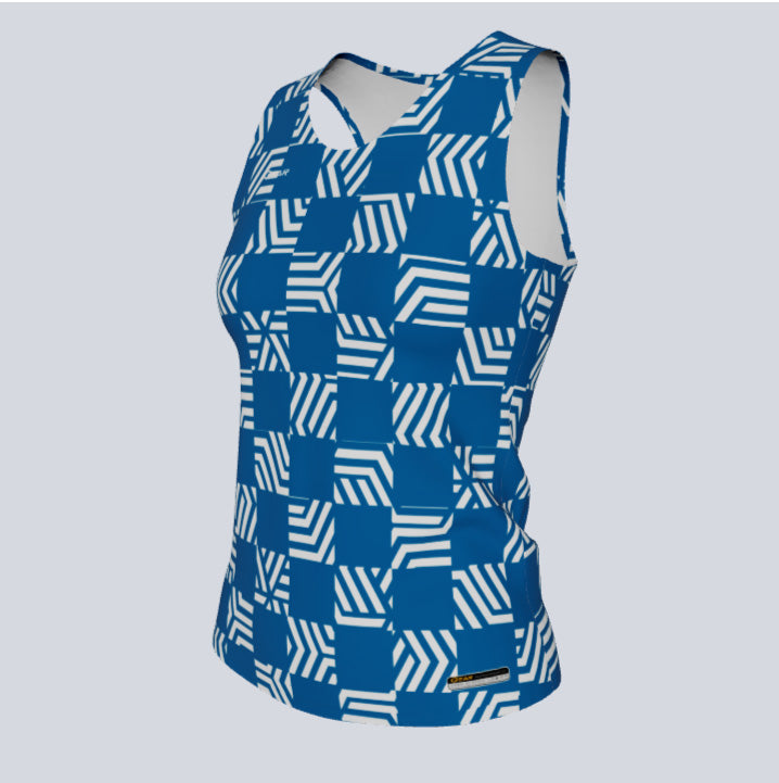 Load image into Gallery viewer, Ladies Custom Fitted Track Singlet Checker Jersey
