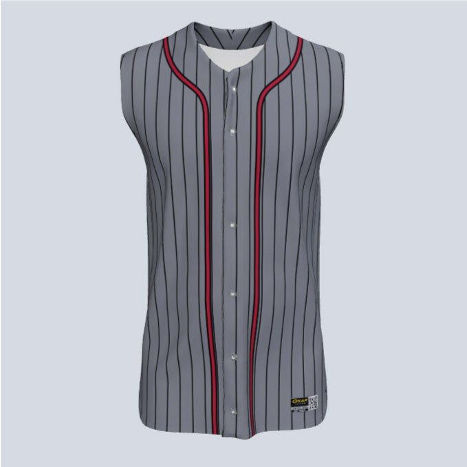 Pinstripe Baseball Uniform - Sleeveless Full-Button Jersey