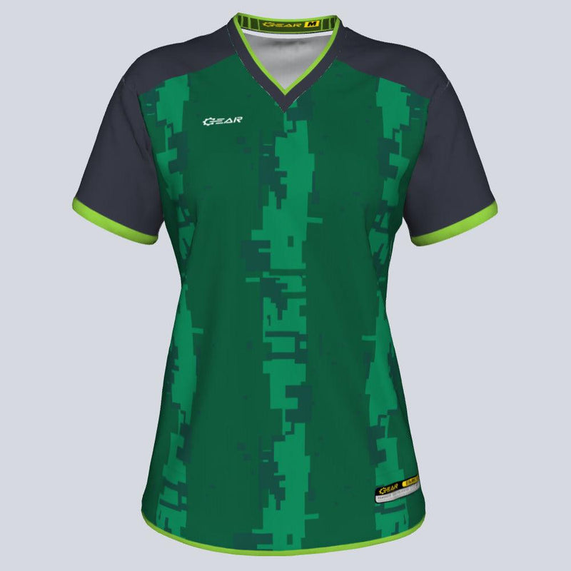 Load image into Gallery viewer, Womens--J-vneck jersey-Degi-Stripe-Front