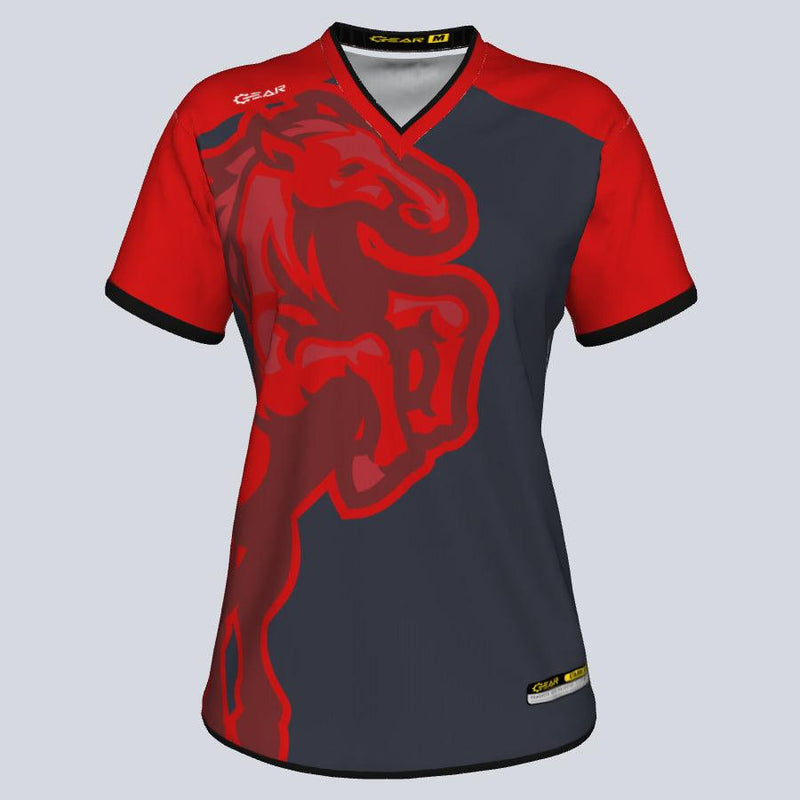 Load image into Gallery viewer, Womens--J-vneck jersey-Maverick-Front