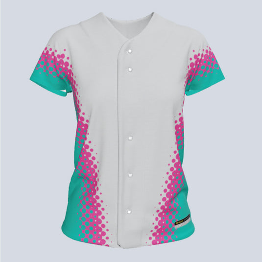 Ladies Maze Full Button Cap Sleeve Custom Softball Jersey