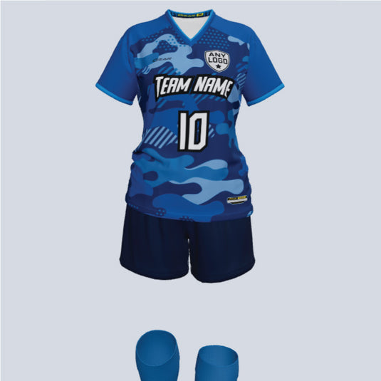 Womens Custom Rocco camo Soccer Uniform Kit