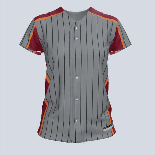 Ladies Ruby Full Button Cap Sleeve Custom Softball Jersey, designed for style and performance