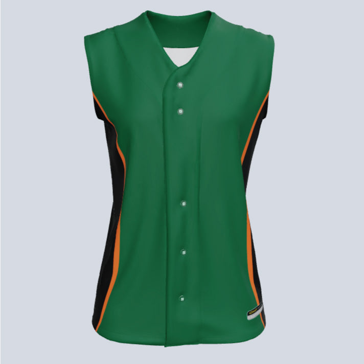 Load image into Gallery viewer, Ladies Sapphire Full Button Sleeveless Custom Softball Jersey
