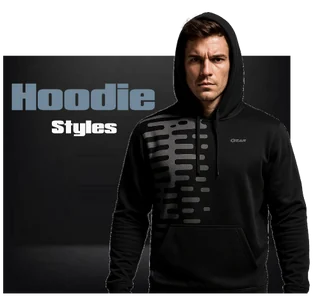 Black custom team hoodie with performance panels