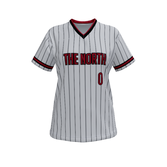 Ladies Custom Jerseys Pinstripe Ladies V-Neck Short Sleeve 2.50. (x 5)