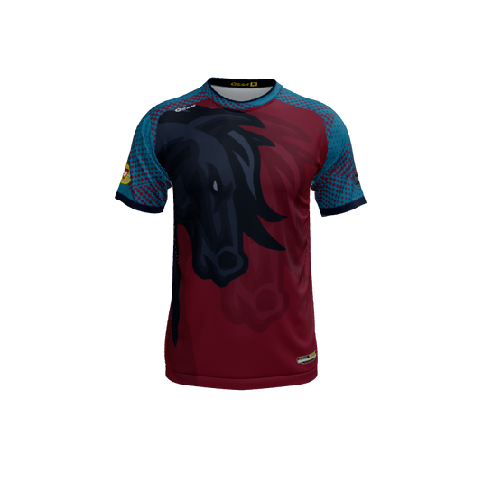 Mens Jerseys Mustang Mascot Crew Neck Short Sleeve Jersey. (x 13)