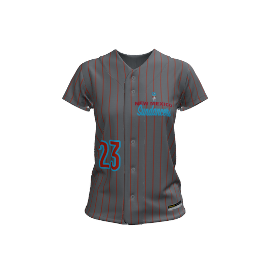 Ladies Custom Jerseys All Pinstripe Custom Ladies Premier Full Button Cap Sleeve Jersey. (x 1)