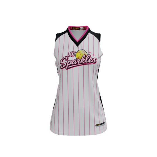 Ladies Custom Jerseys Core w/Pinstripe Custom Ladies V-Neck Sleeveless Jersey. (x 14)