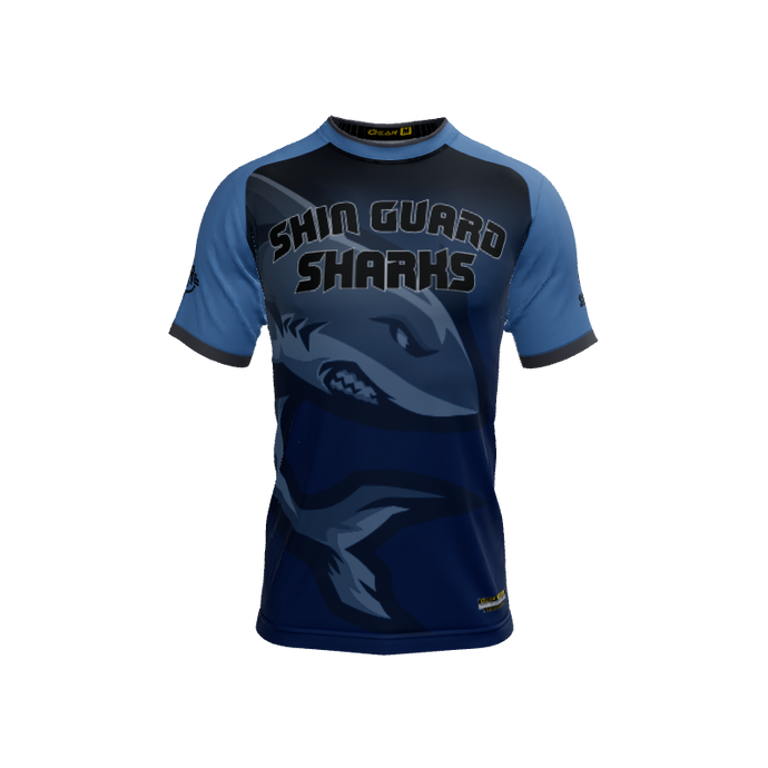 Mens Jerseys Shark Mascot Crew Neck Short Sleeve Jersey. (x 8)