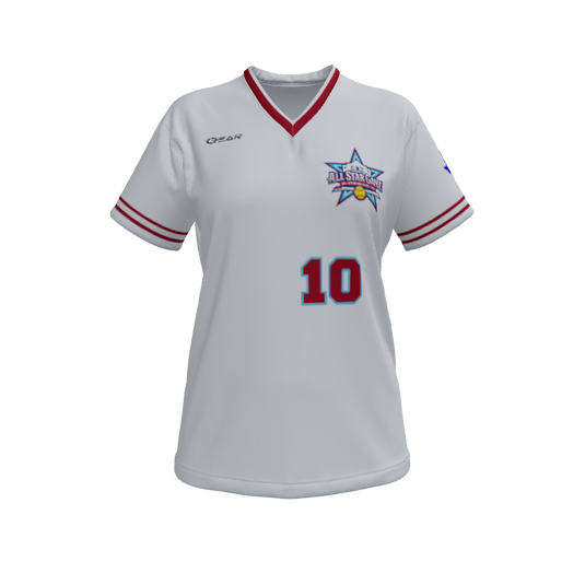 Ladies Custom Jerseys Checker Ladies V-Neck Short Sleeve 2.50. (x 22)