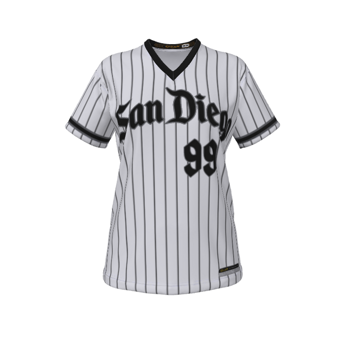 Ladies Custom Jerseys Pinstripe Ladies V-Neck Short Sleeve 2.50. (x 14)