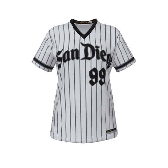 Ladies Custom Jerseys Pinstripe Ladies V-Neck Short Sleeve 2.50. (x 14)