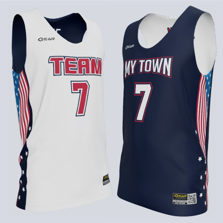 Load image into Gallery viewer, Reversible Single Ply American Basketball Jersey
