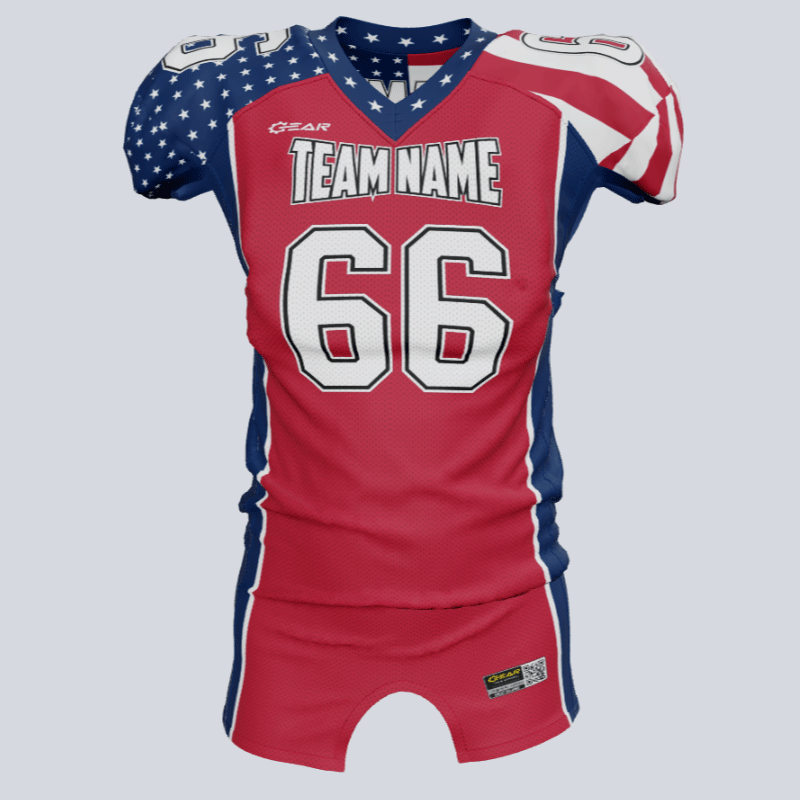 Load image into Gallery viewer, Custom Team America Fitted Linesman Football Jersey
