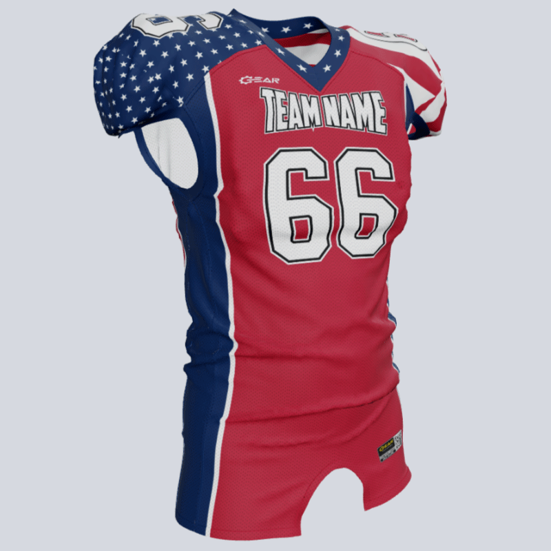 Load image into Gallery viewer, Custom Team America Fitted Linesman Football Jersey
