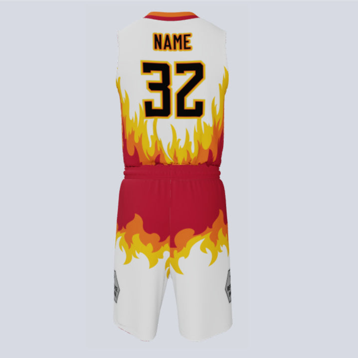 Load image into Gallery viewer, Custom Reversible Double Ply Basketball Fire Uniform
