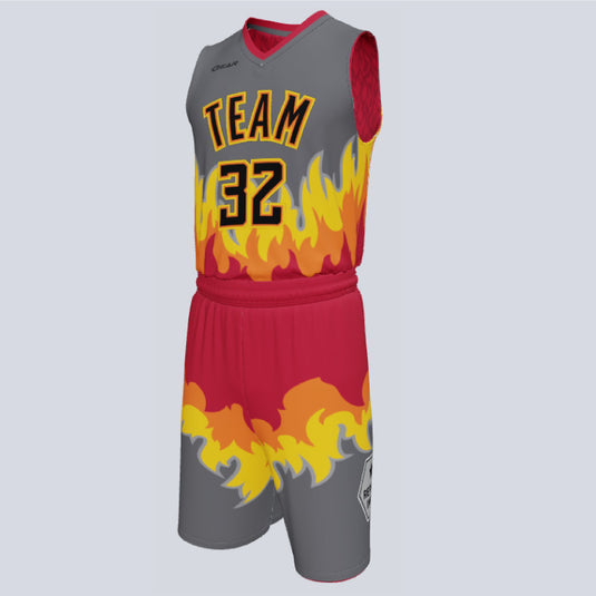 Custom Reversible Double Ply Basketball Fire Uniform