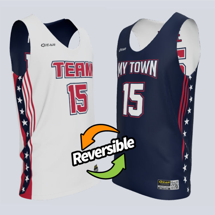 Load image into Gallery viewer, Reversible Single Ply Freedom Basketball Jersey
