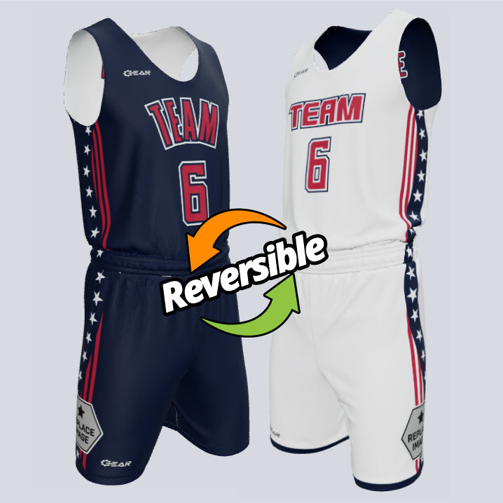 Load image into Gallery viewer, Custom Reversible Single-Ply Basketball Freedom Uniform
